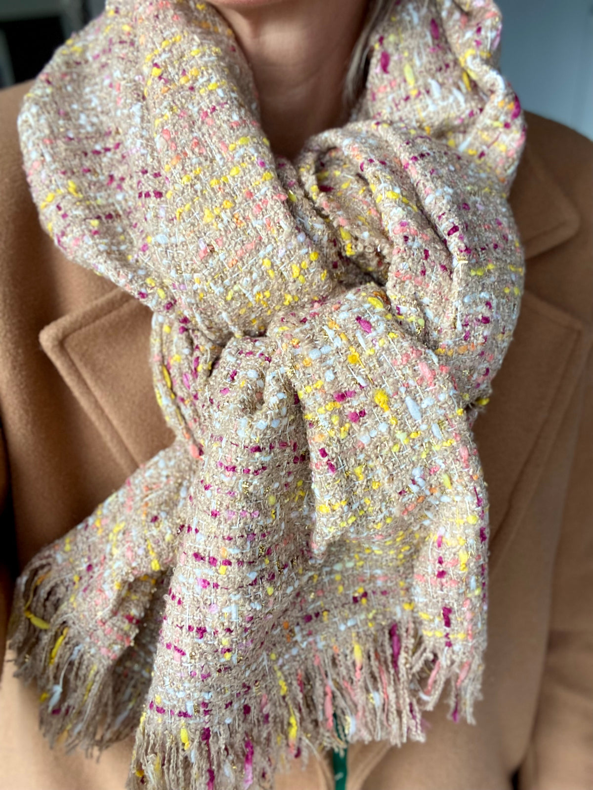 Écharpe douce en laine avec lurex ODILE - Taupe Rose (3 coloris)