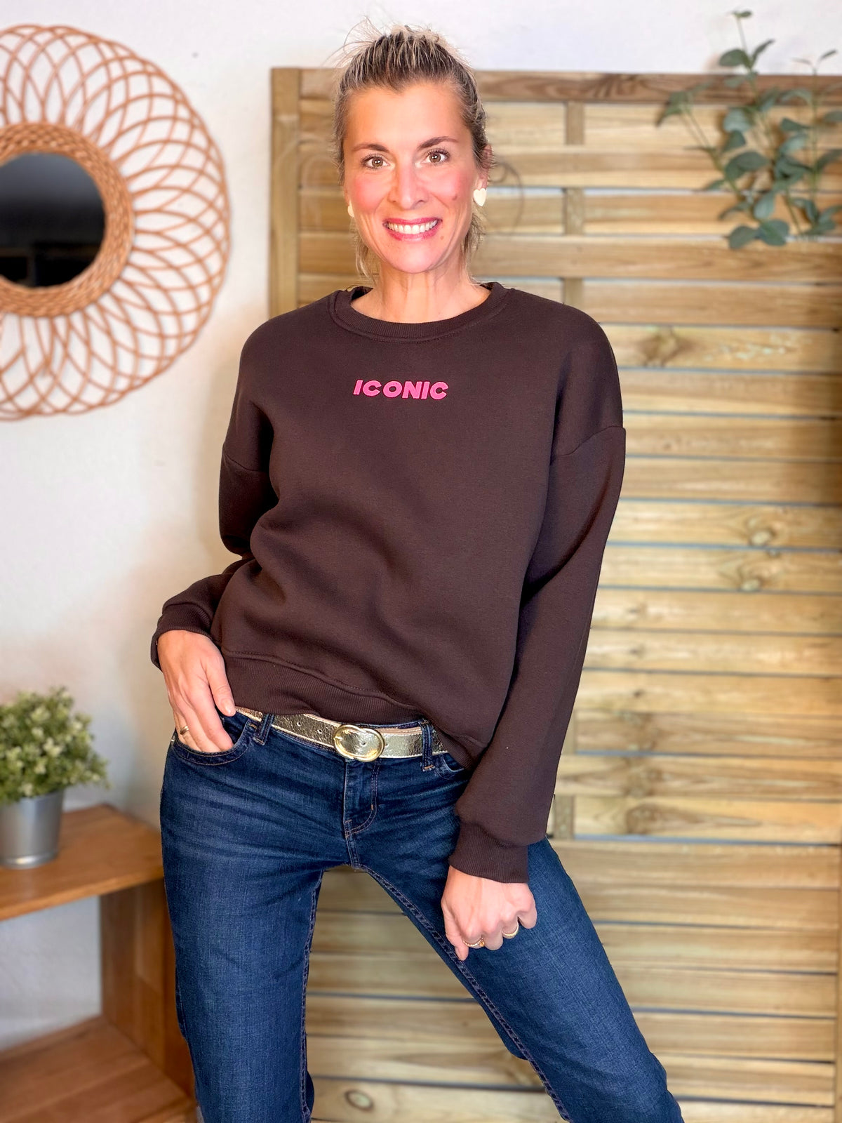 Sweat ICONIC molleton CAPUCINE - Chocolat