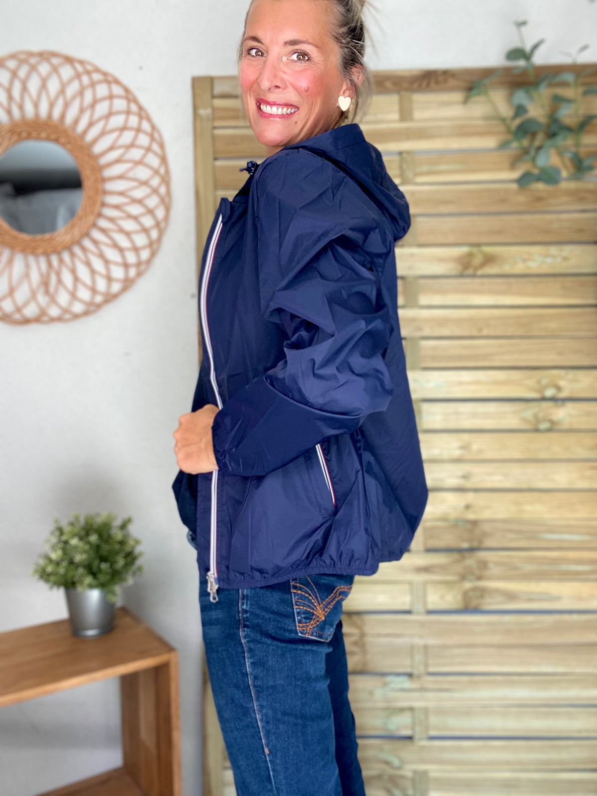 LAURA JO - Coupe vent imperméable ANNA COURT Bleu marine
