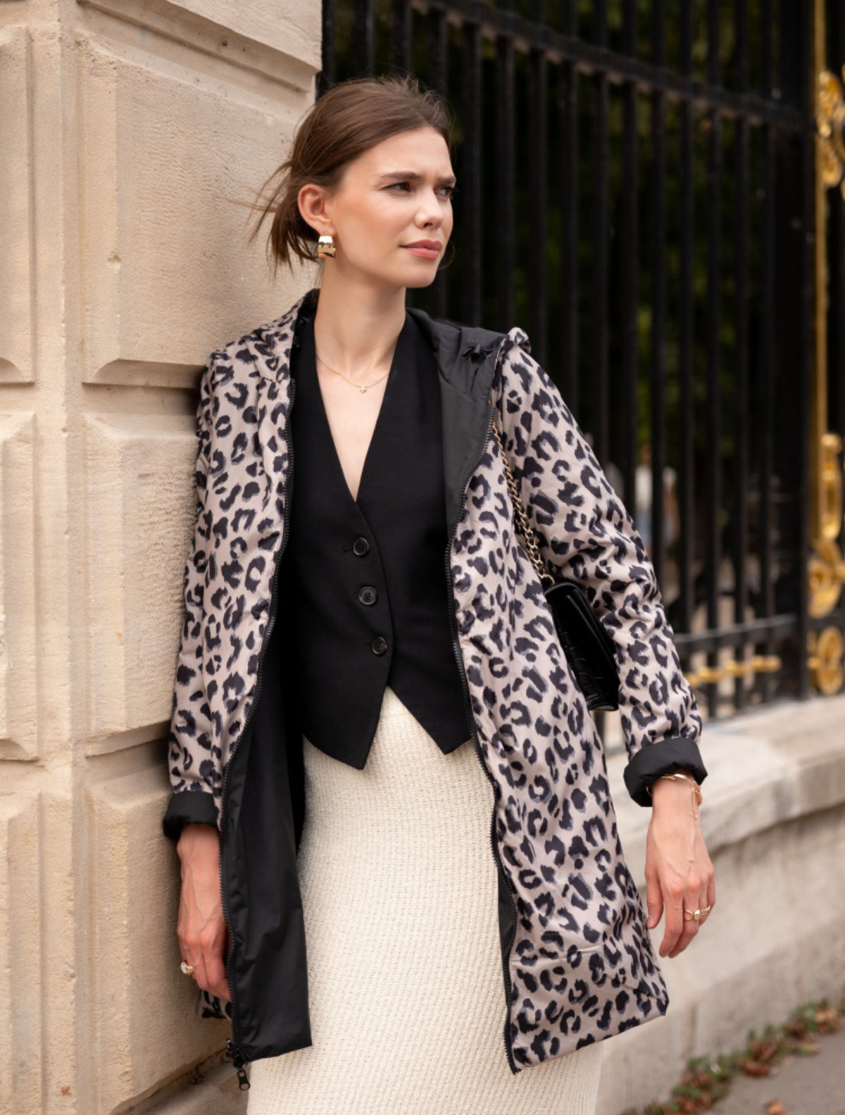 LAURA JO - Imperméable réversible rembourré LOUISON LONG - Noir / Léo