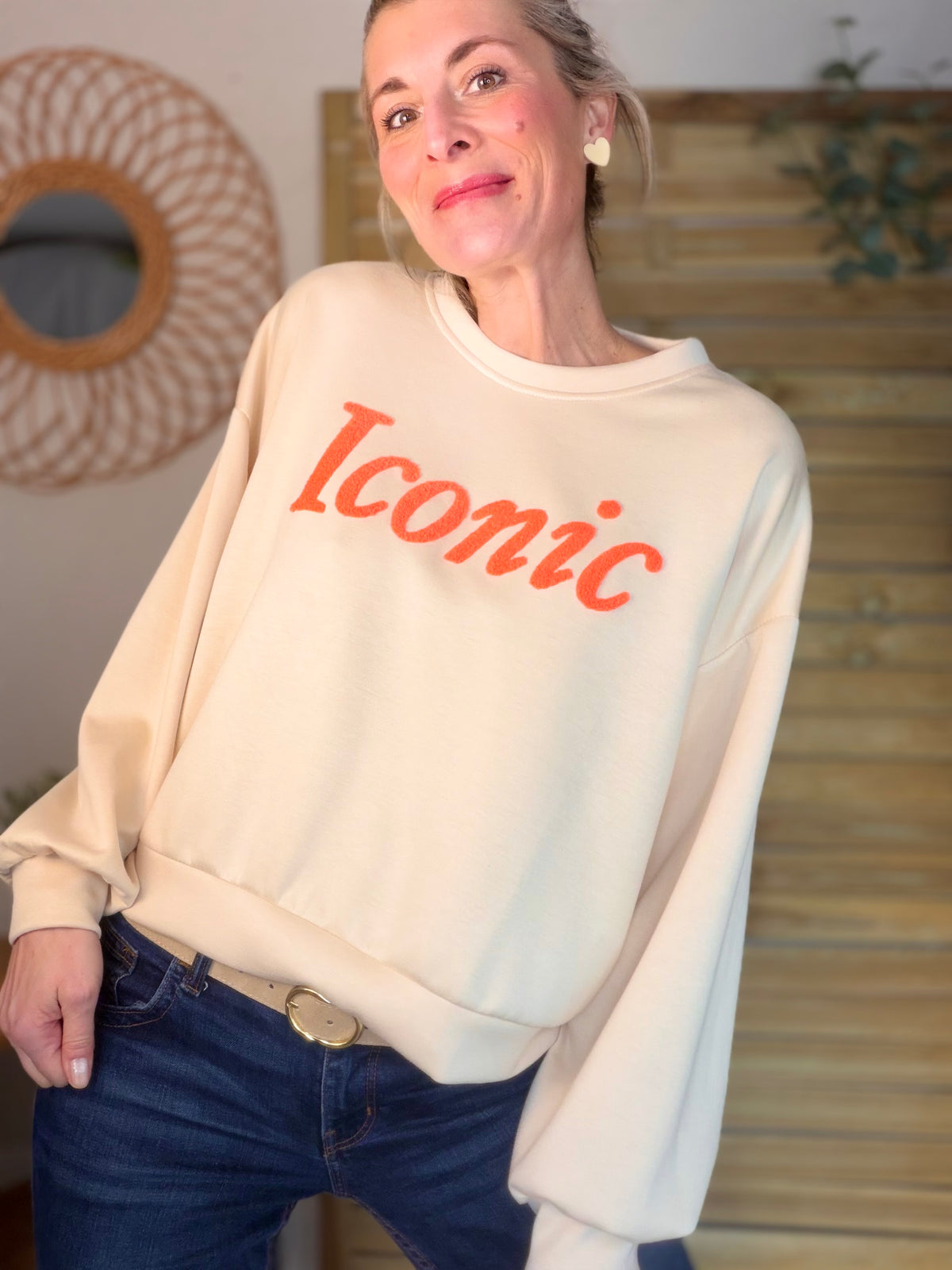 Sweat doux Iconic  - LAURINE Beige/Orange - FIN DE SÉRIE