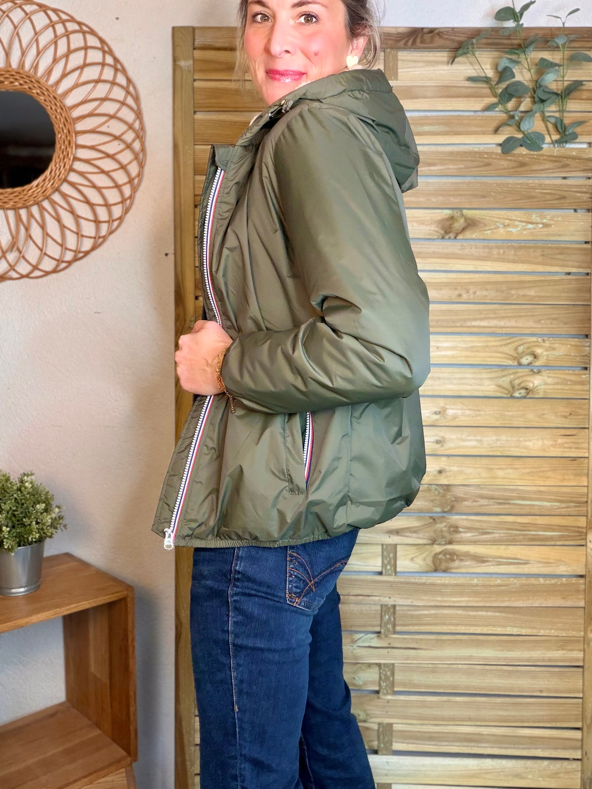 LAURA JO - Parka Imperméable LOUISE COURT sherpa - Kaki