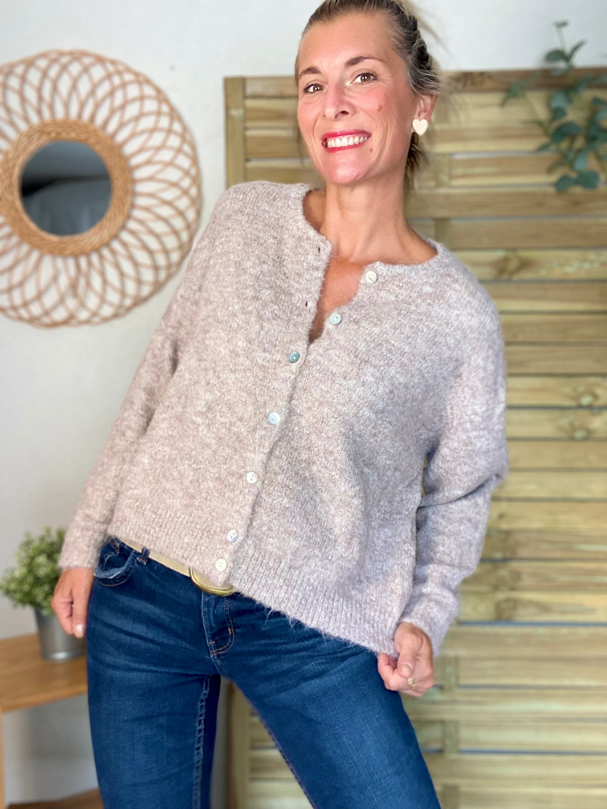 Gilet en maille SYDNEY - Taupe chiné