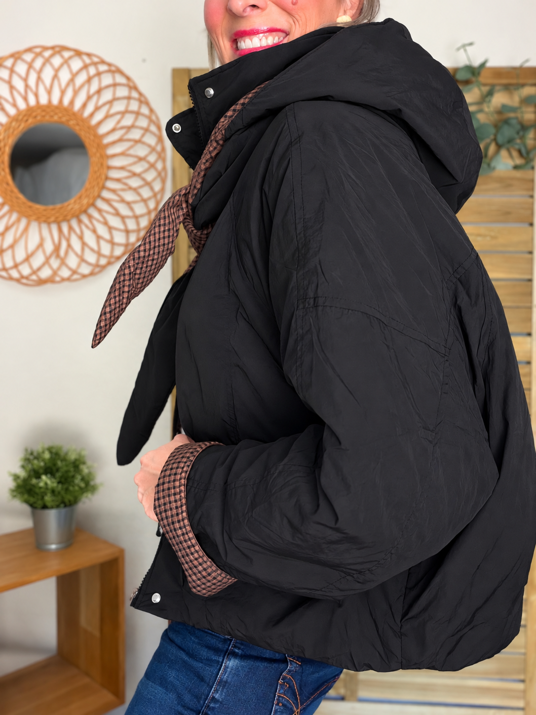 Veste matelassée capuche amovible réversible ODILE Noir