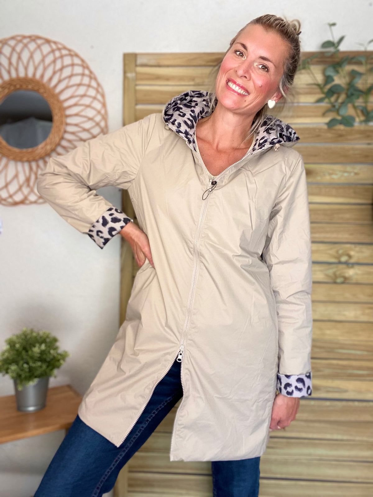 LAURA JO - Imperméable réversible rembourré LOUISON LONG - Beige / Léo