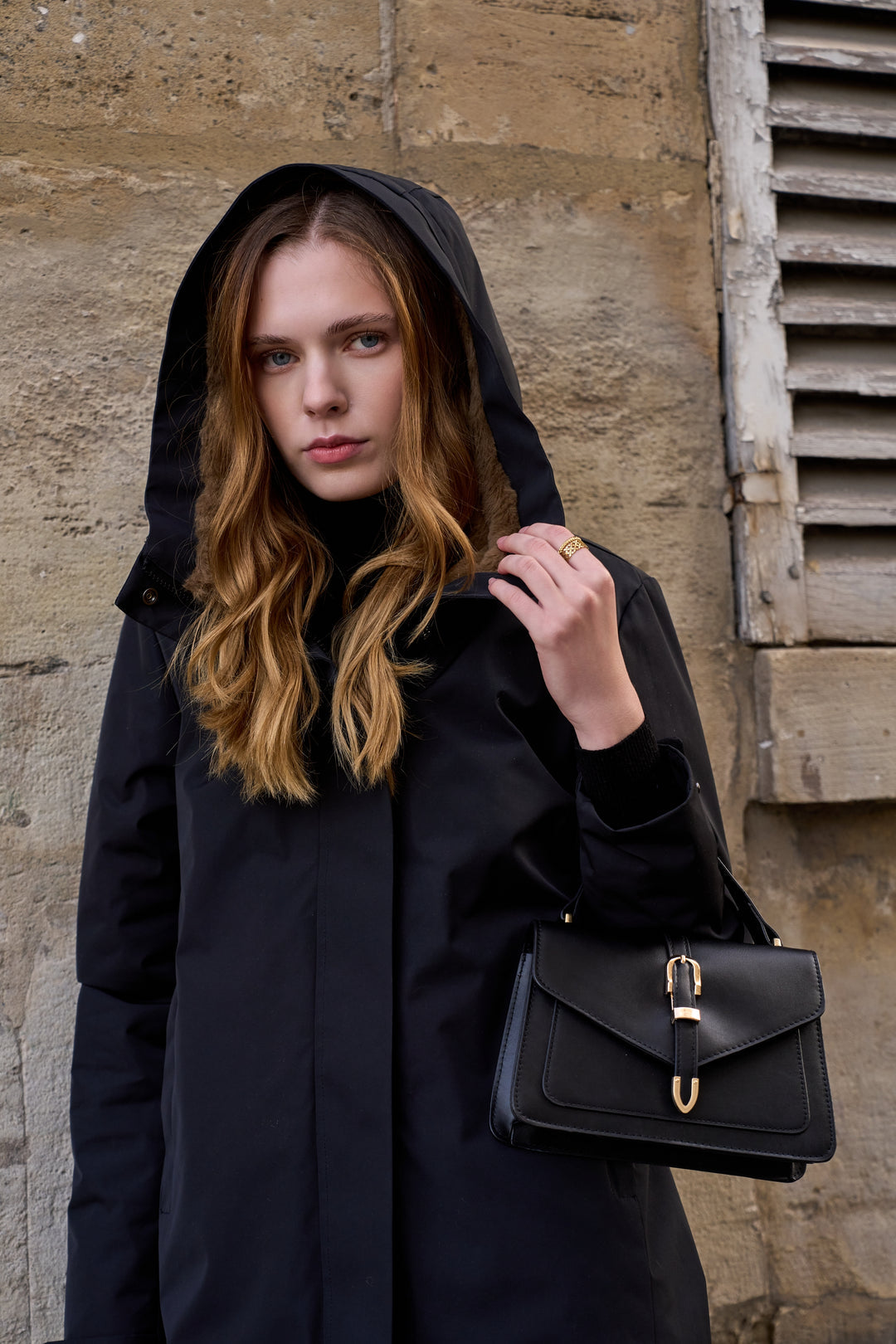 LAURA JO - Parka fourrée imperméable AMBRE LONG - Noir / Camel