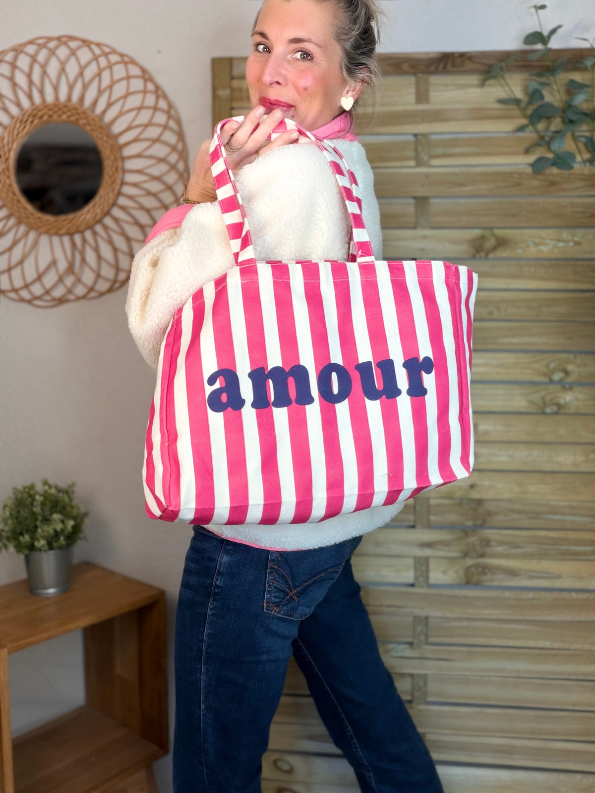 Grand cabas Tote bag rayé amour BELLY