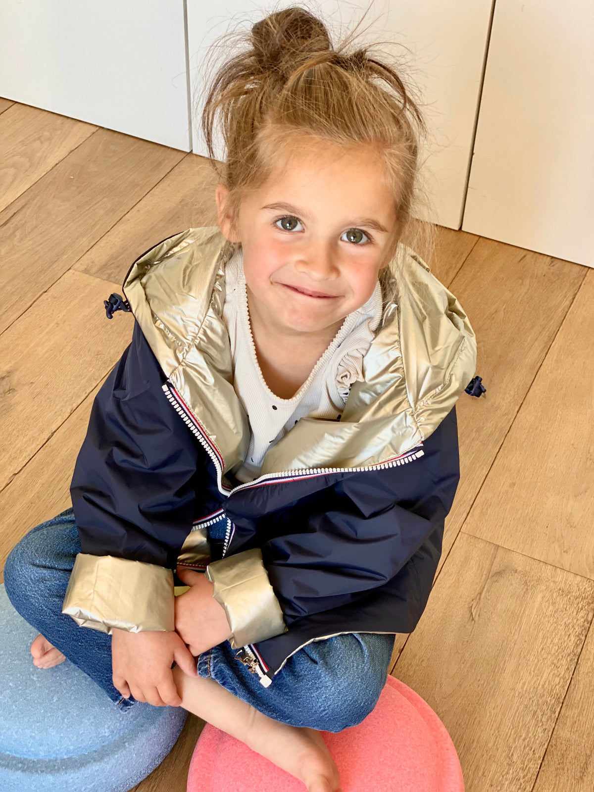 Imperméable réversible rembourré LOUISON KIDS enfant (mixte) - Bleu Marine / Doré