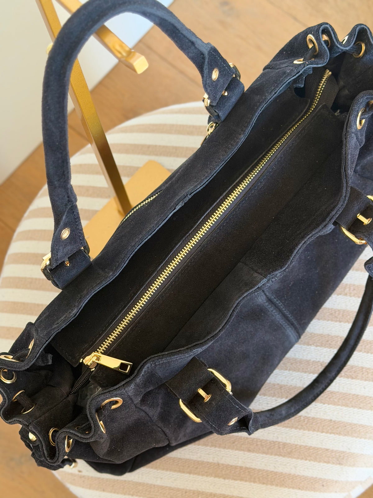 Sac cabas XL en cuir daim • JASPER Noir