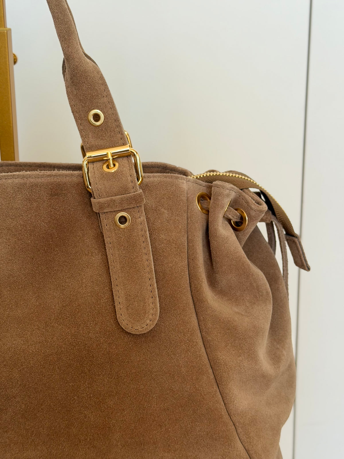 Sac cabas XL en cuir daim • JASPER Taupe