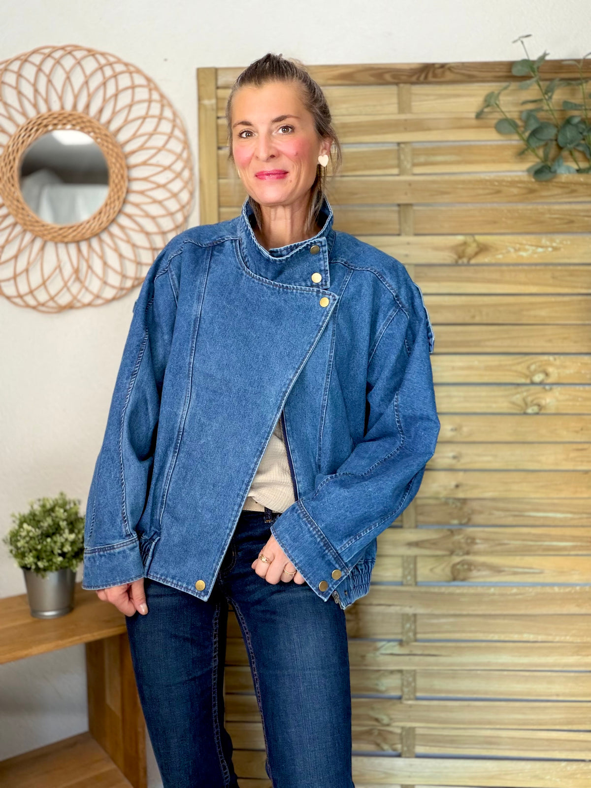 ⚡️ ARRIVAGE • Veste en jean oversized col montant ARIANE