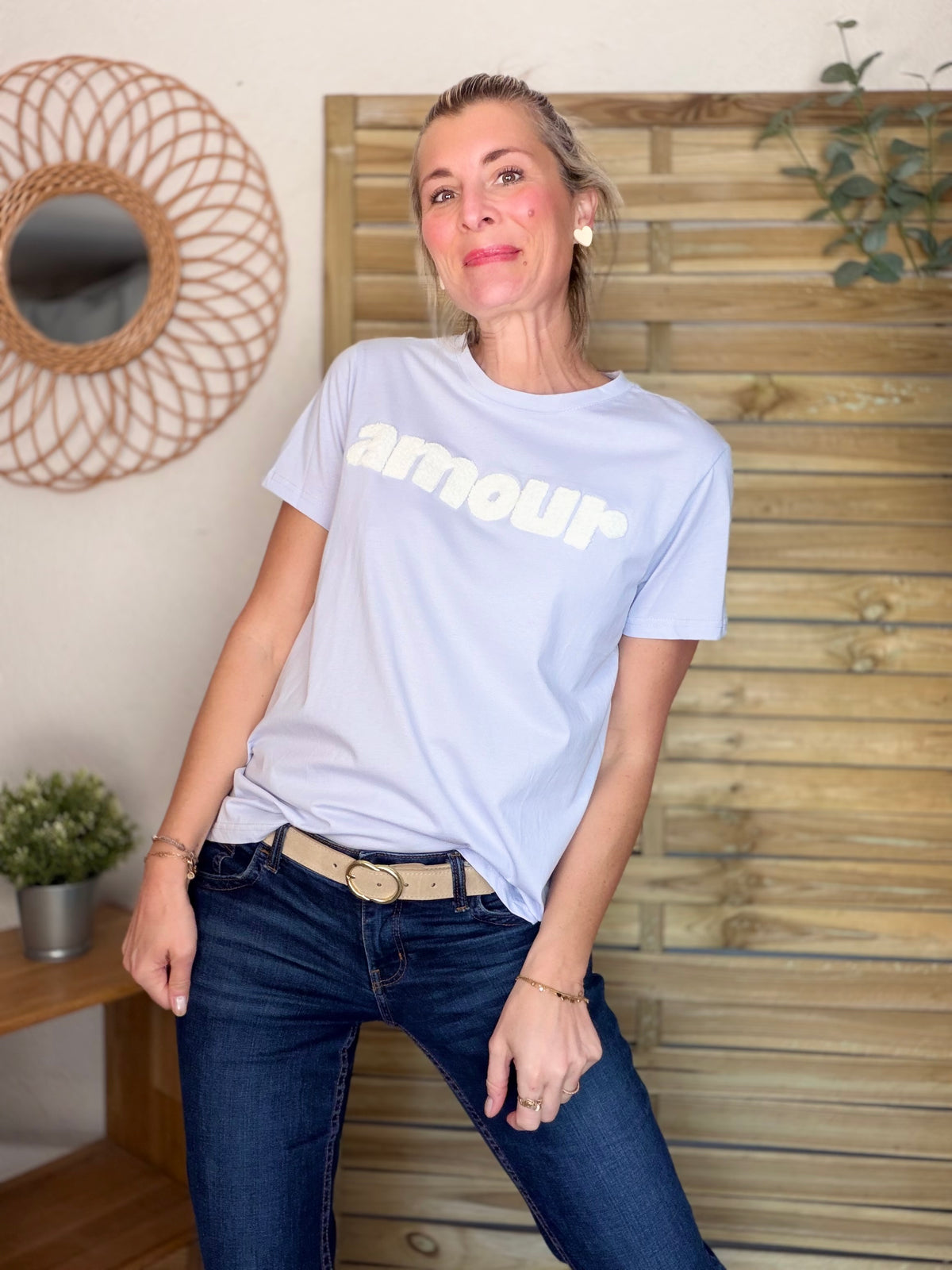 Tee shirt amour MAÏA Bleu ciel - FIN DE SÉRIE