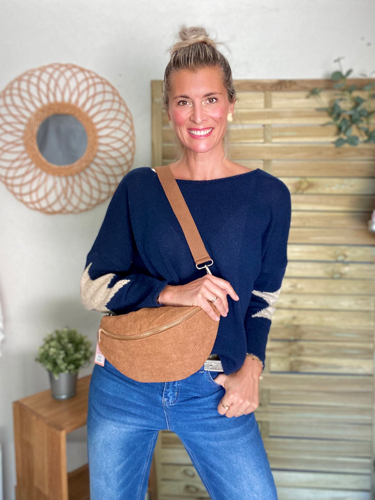Sac banane XL velours côtelé Ciao Boum - IVY - Camel (20 coloris)