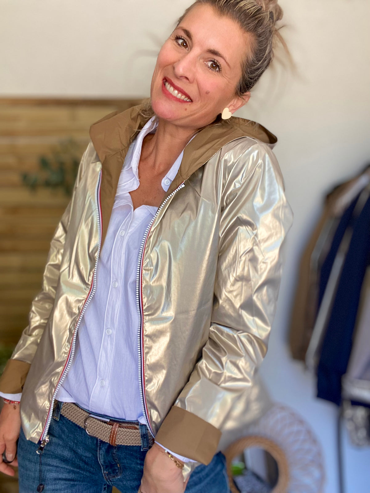 LAURA JO - Imperméable réversible GARANCE COURT léger - Camel/Doré
