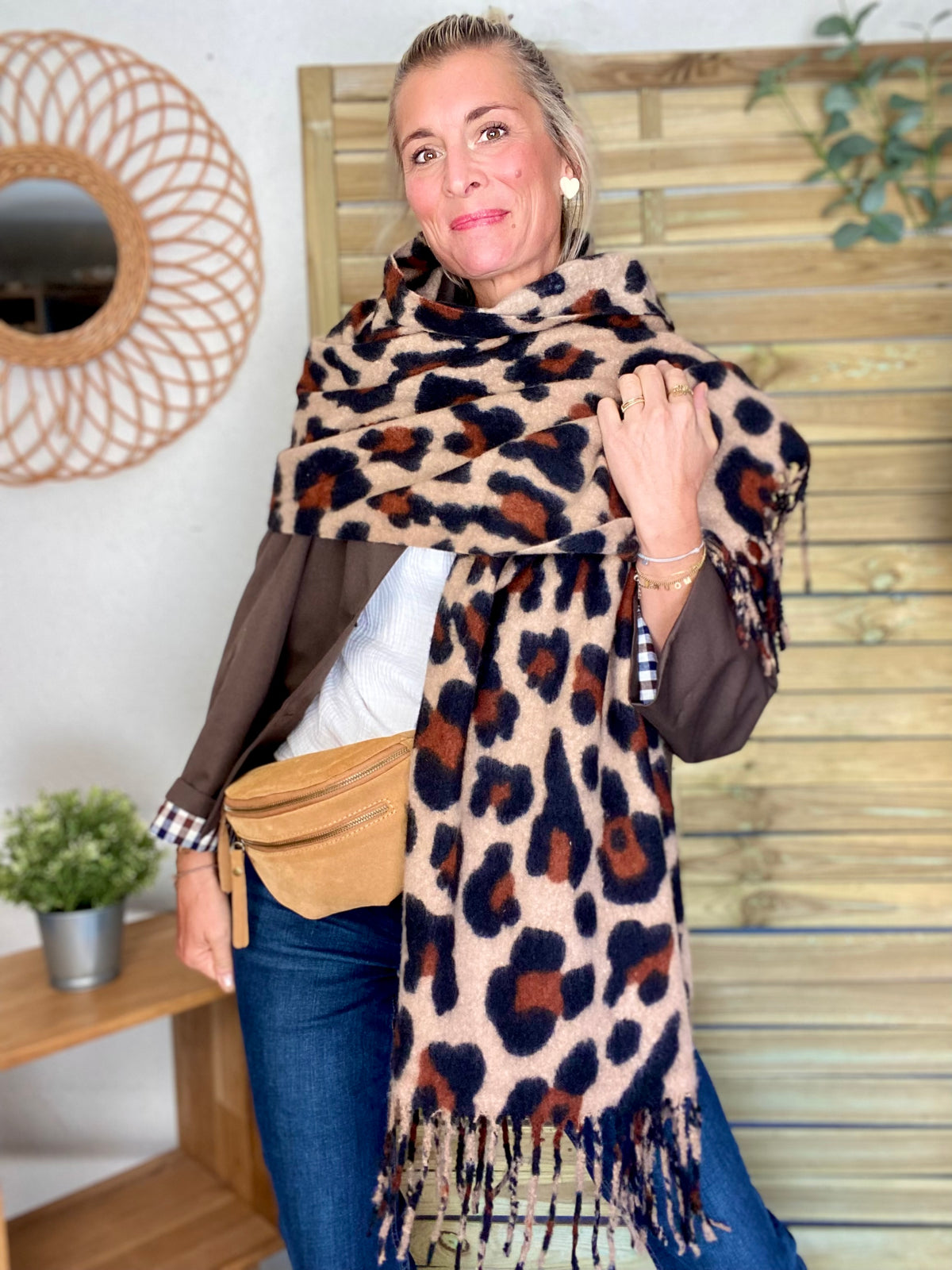 Écharpe douce MARTINE - Léo Beige 🐆