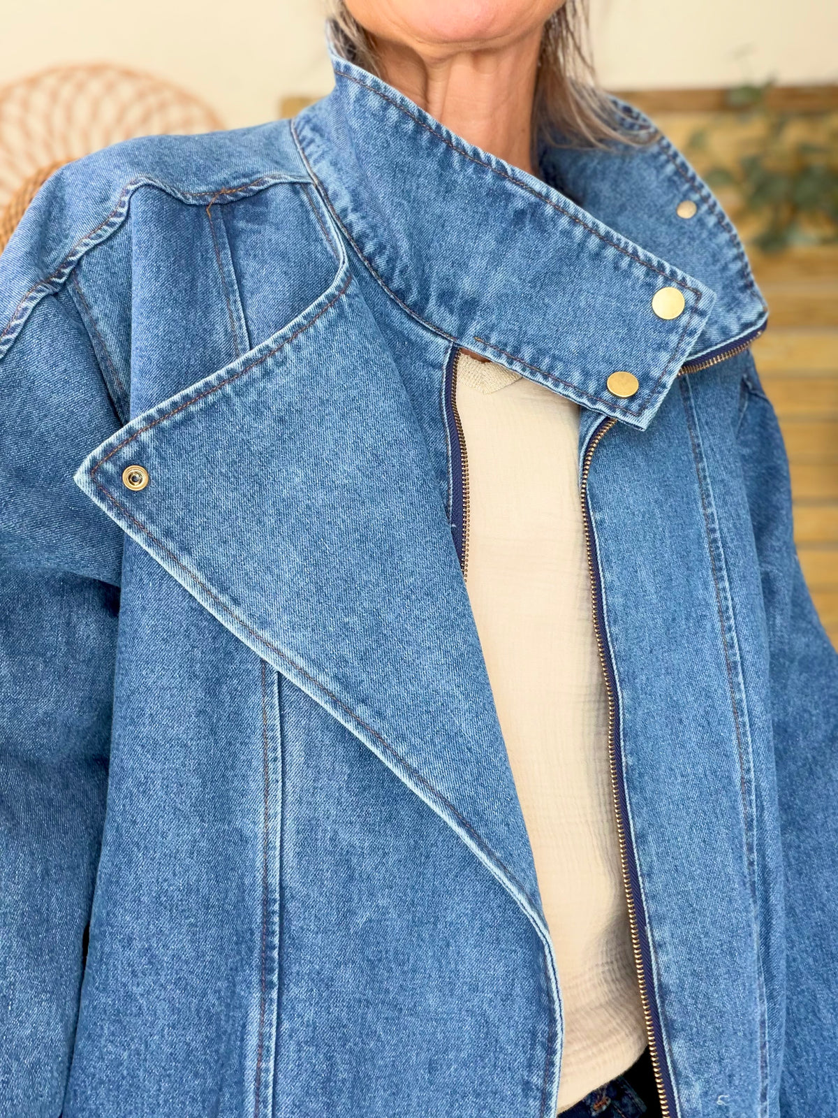 ⚡️ ARRIVAGE • Veste en jean oversized col montant ARIANE