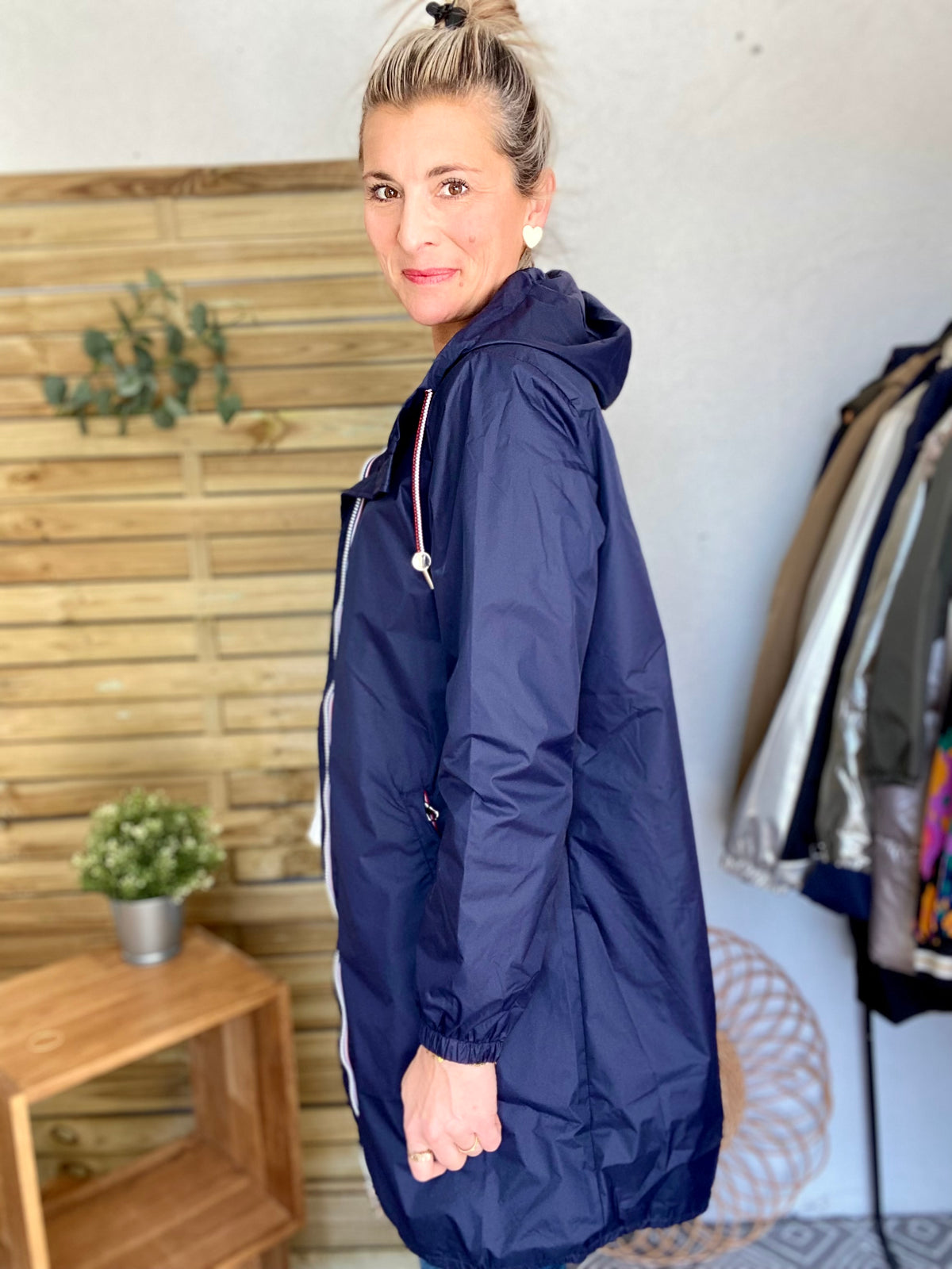 Imperméable mi-saison doublé SOLINE LONG - Bleu marine - LAURA JO - FIN DE SÉRIE