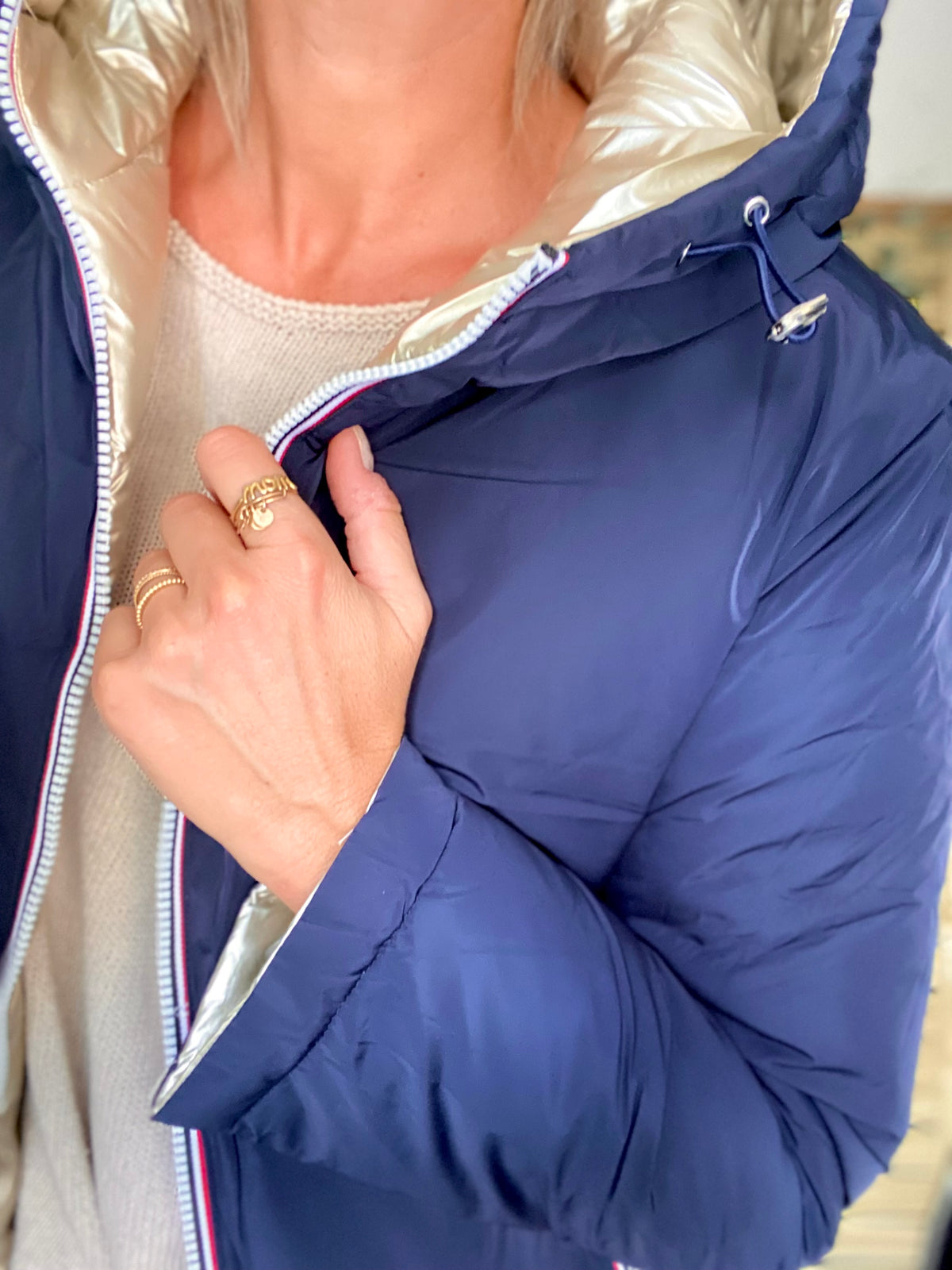 Doudoune imperméable réversible ANGÈLE LONG - Bleu marine - MELYA MELODY