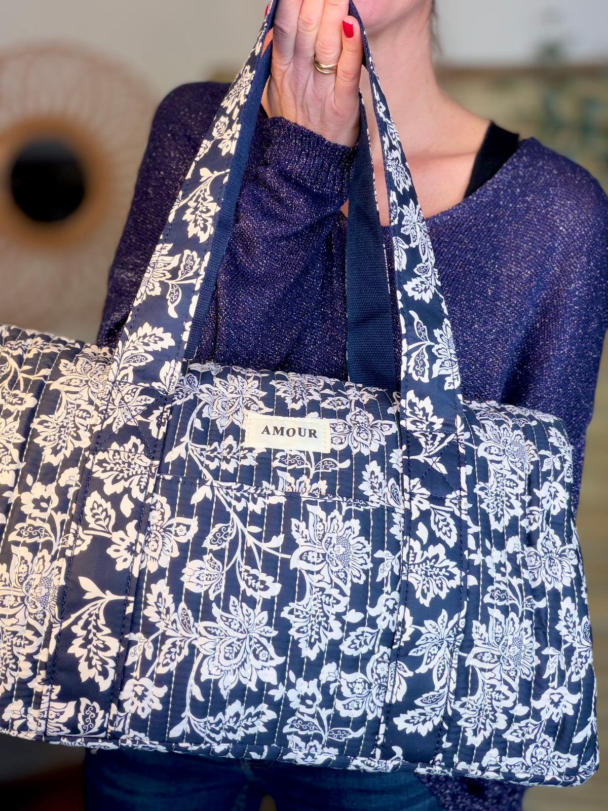 Sac polochon imprimé TARA - Fleuri Marine - FIN DE SÉRIE