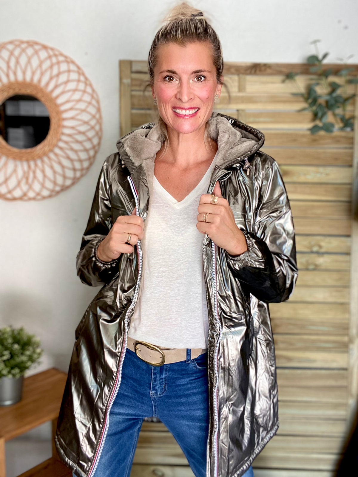 LAURA JO - Parka Imperméable LOUISE LONG fourré - Bronze
