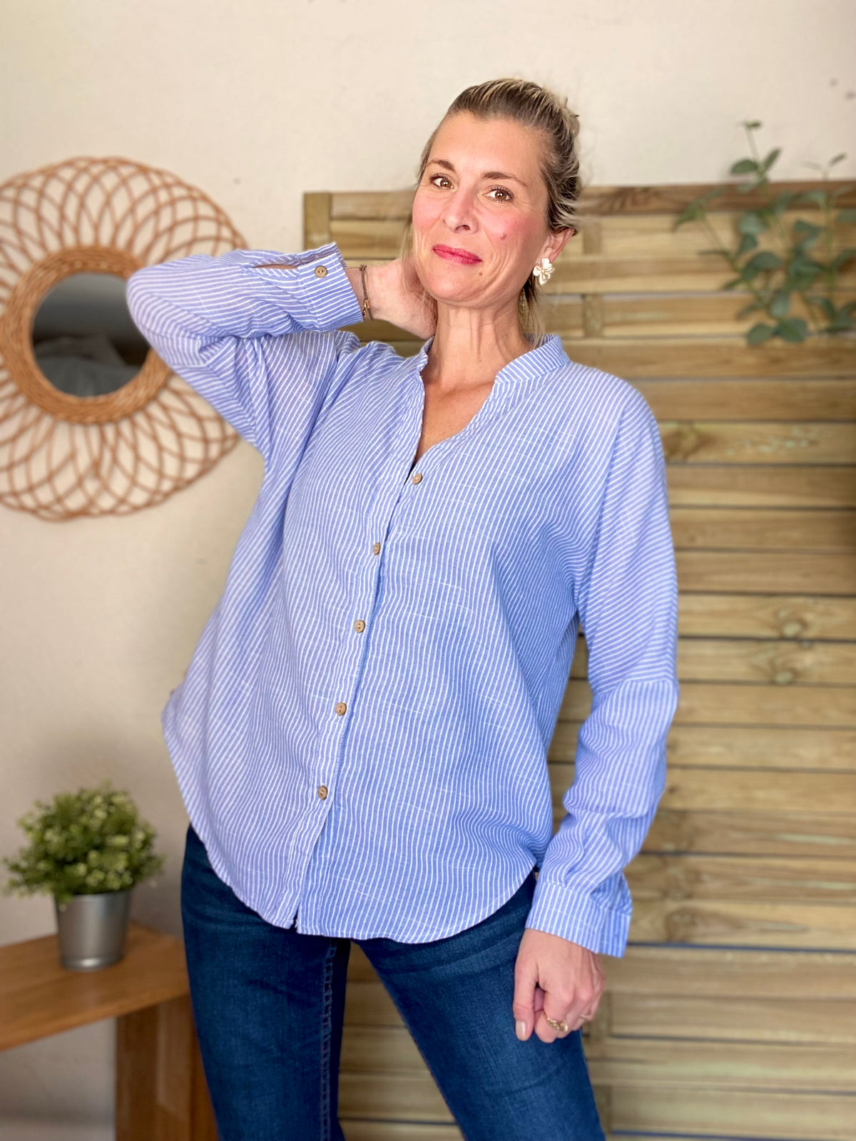 Chemise à rayures bleues (avec ou sans coeur💛)- MARGOT