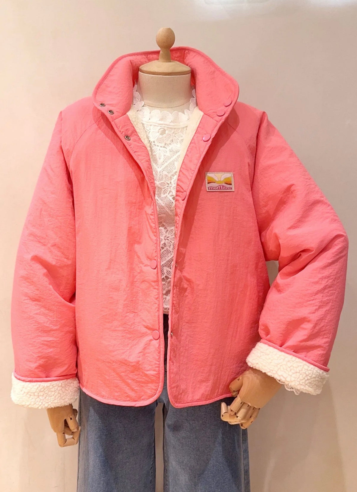 Veste matelassée réversible Sherpa AMÉLIE Rose - FIN DE SÉRIE