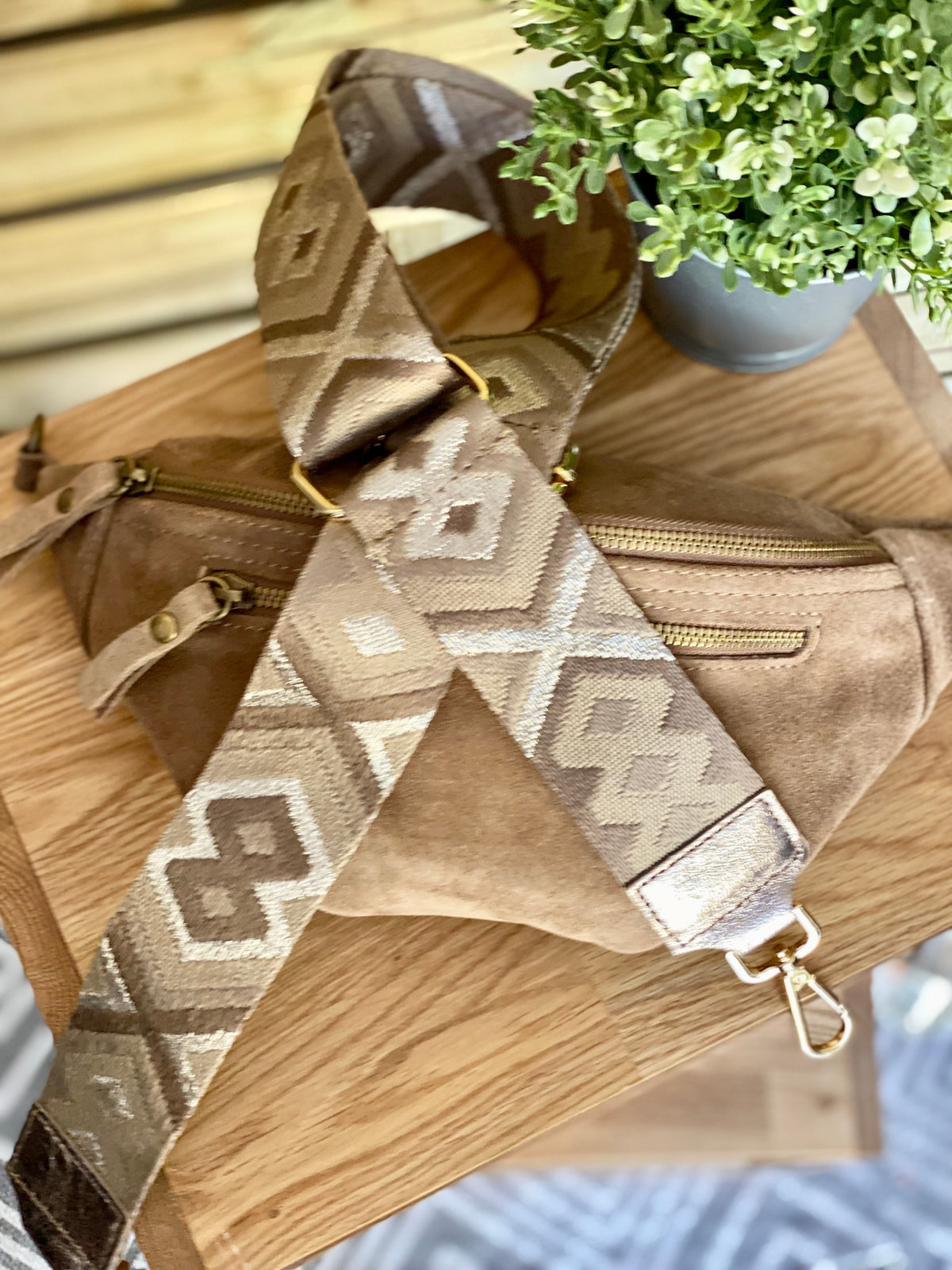 Sangle / Bandoulière en cuir irisé pour sacs / bananes - RACHEL (Losanges horizontaux)