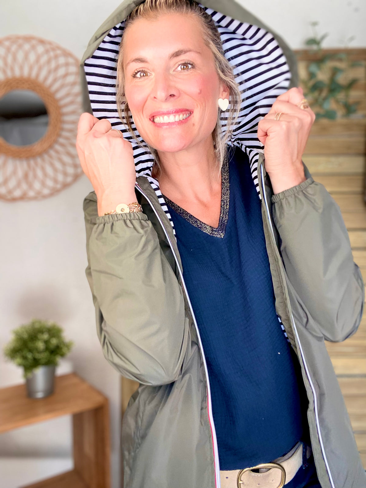 Imperméable doublé unisexe CÉLESTE - LE PETIT BRETON - Kaki (Taille petit) - FIN DE SÉRIE