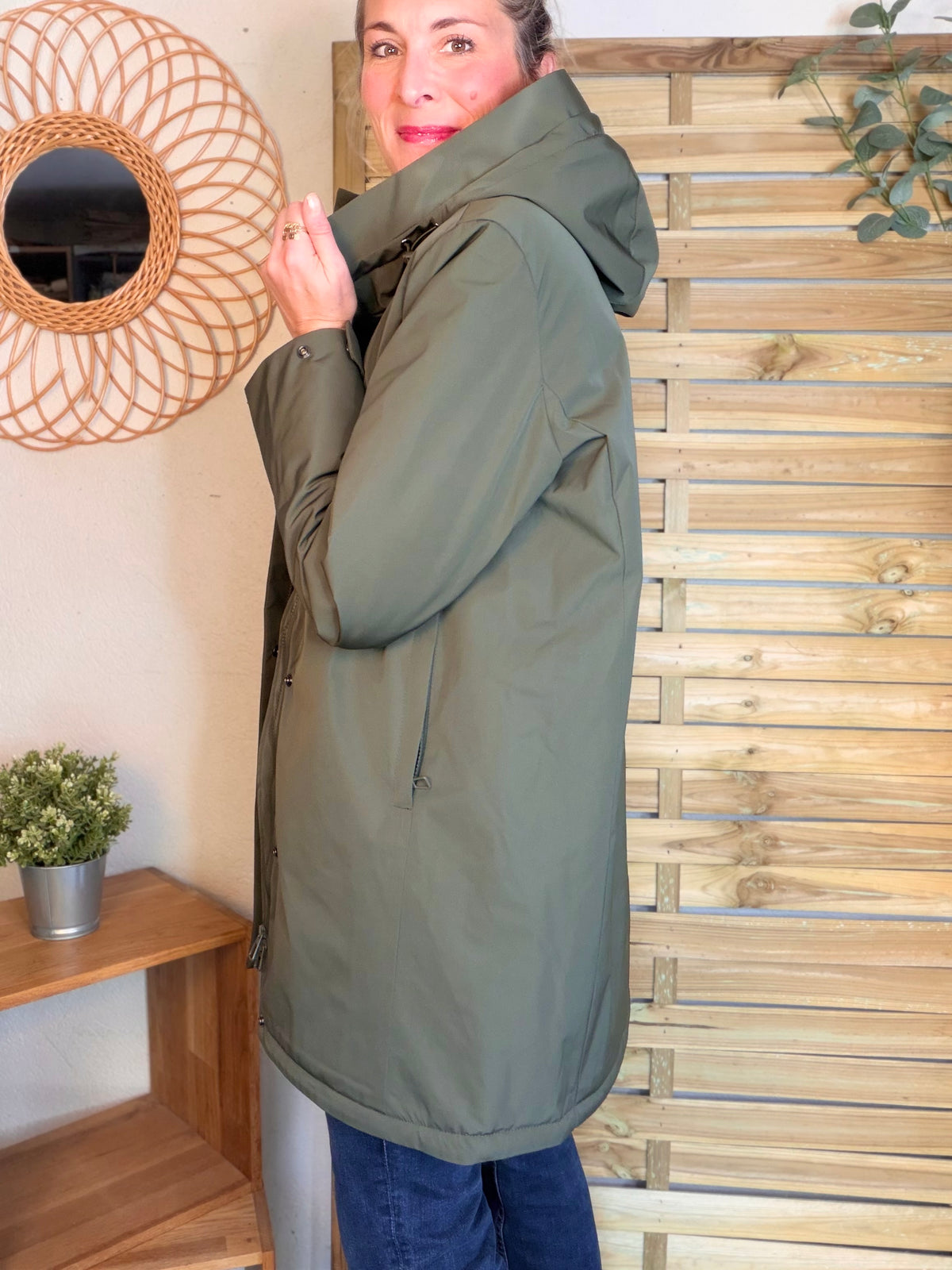 LAURA JO - Parka fourrée imperméable AMBRE LONG - Kaki / Beige