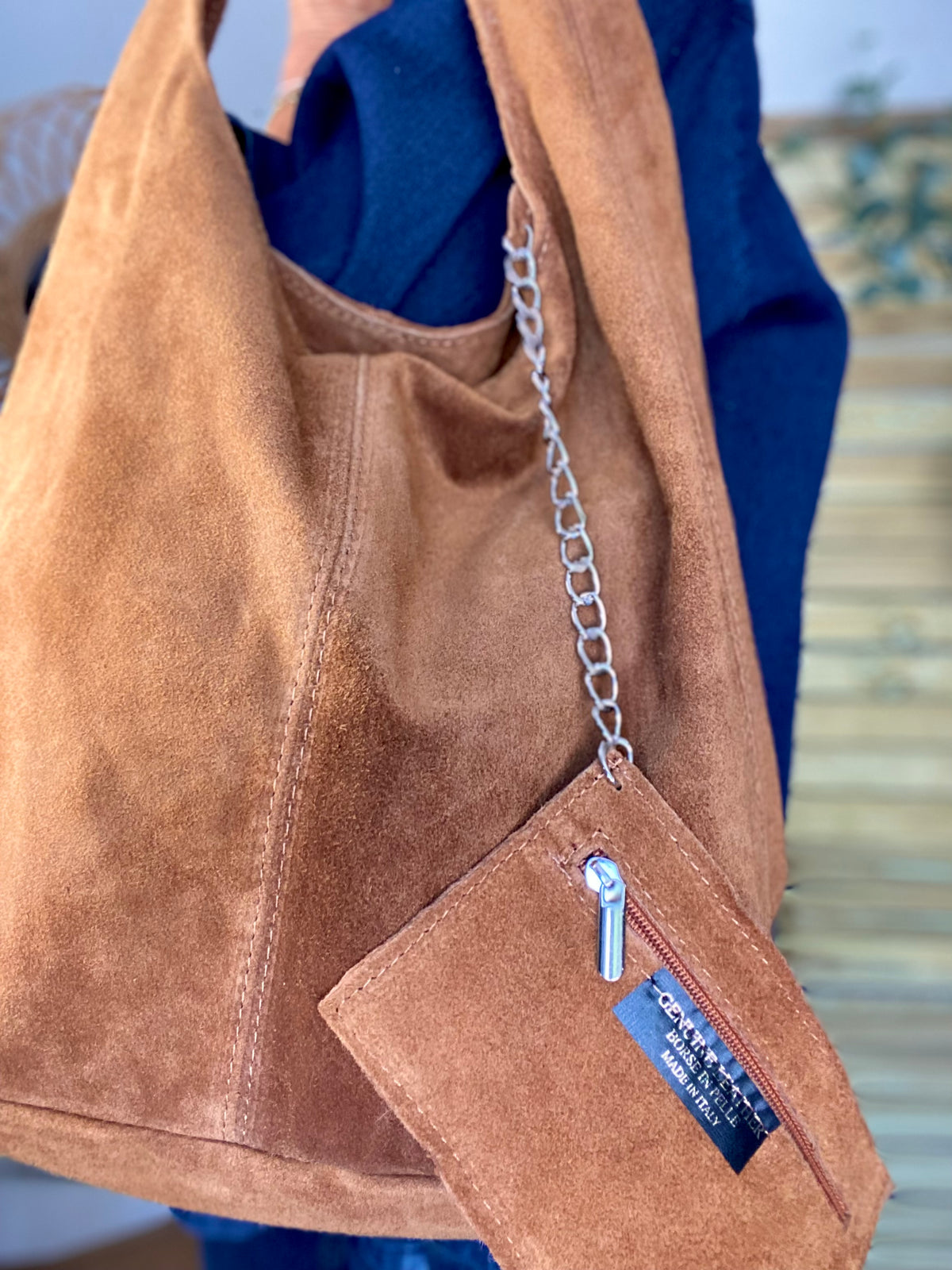 Sac cabas hobo cuir daim MARLON - Camel
