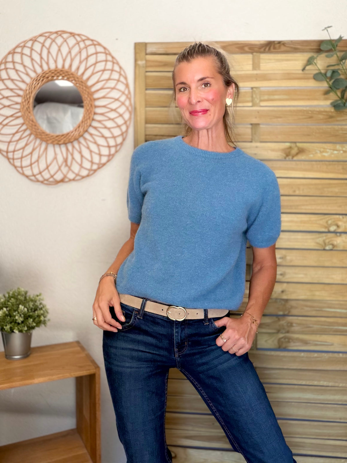 Pull laine et alpaga PEGGY - Bleu Jean