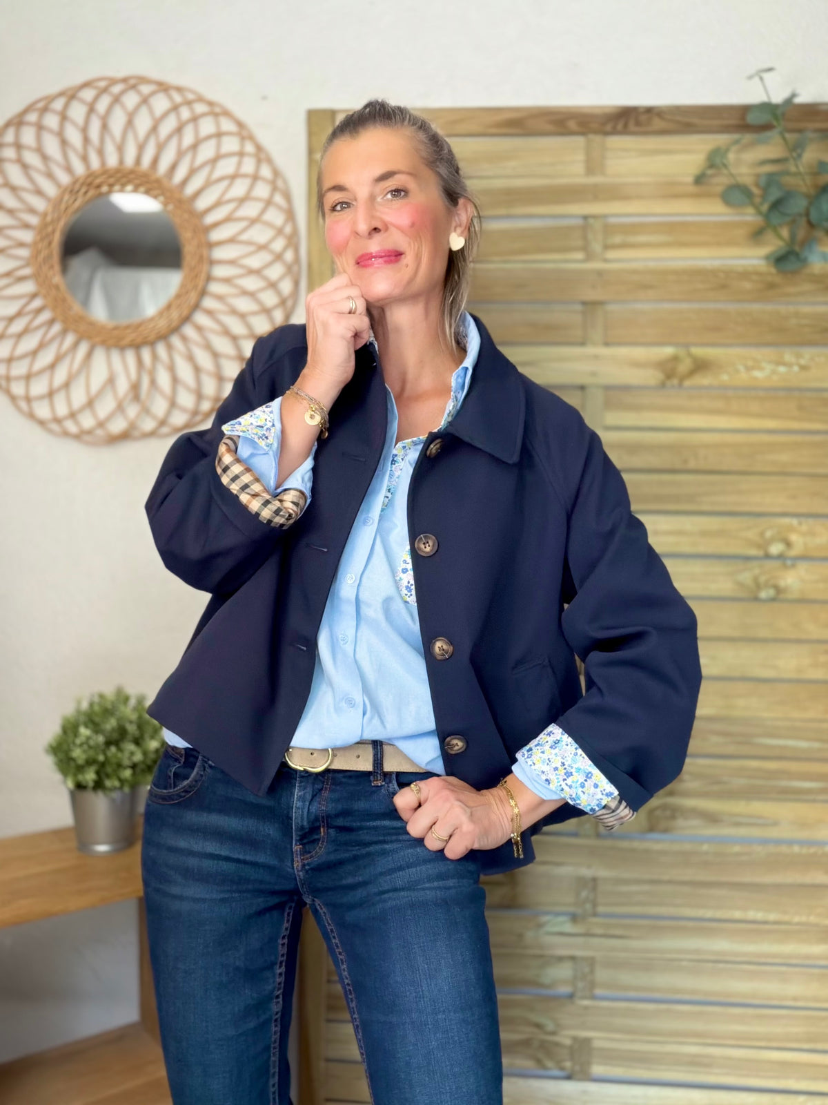Chemise avec Liberty AZÉLIE Bleue