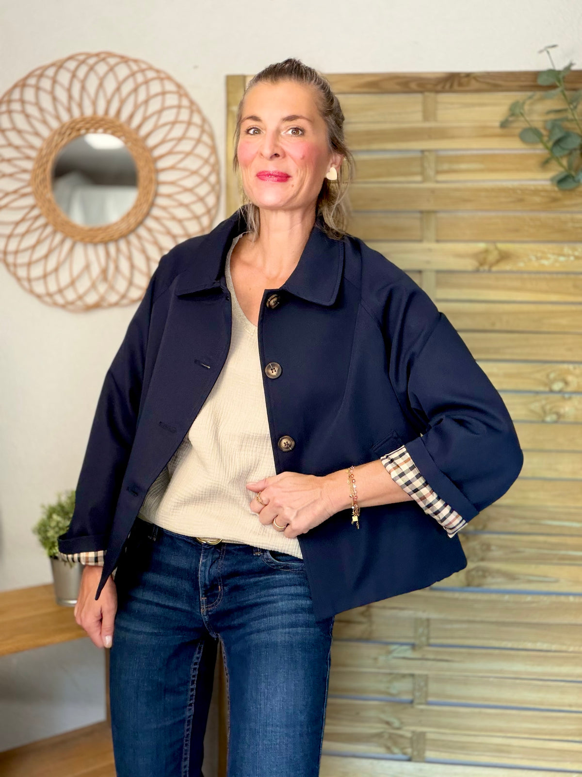 ⚡️ ARRIVAGE • Veste Trench, doublure à carreaux DANA Bleu marine