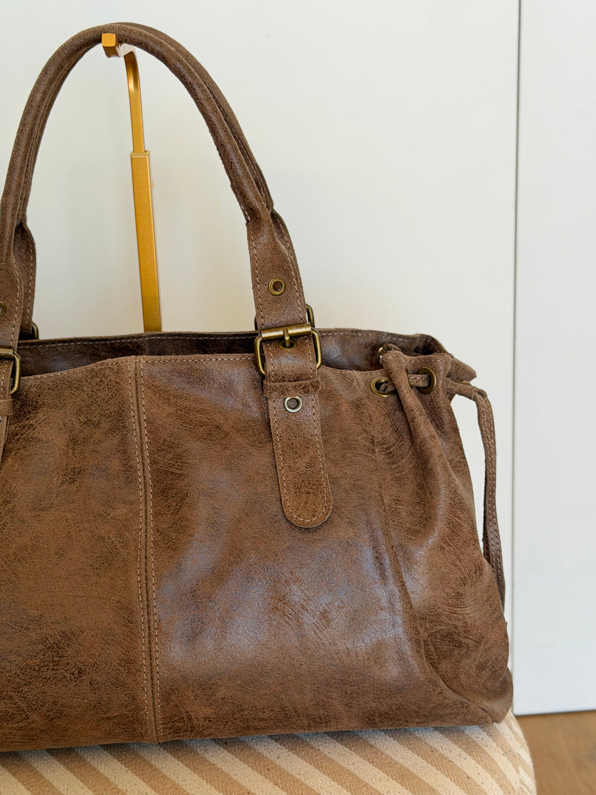 Sac cabas XL en cuir vieilli • COOPER Taupe