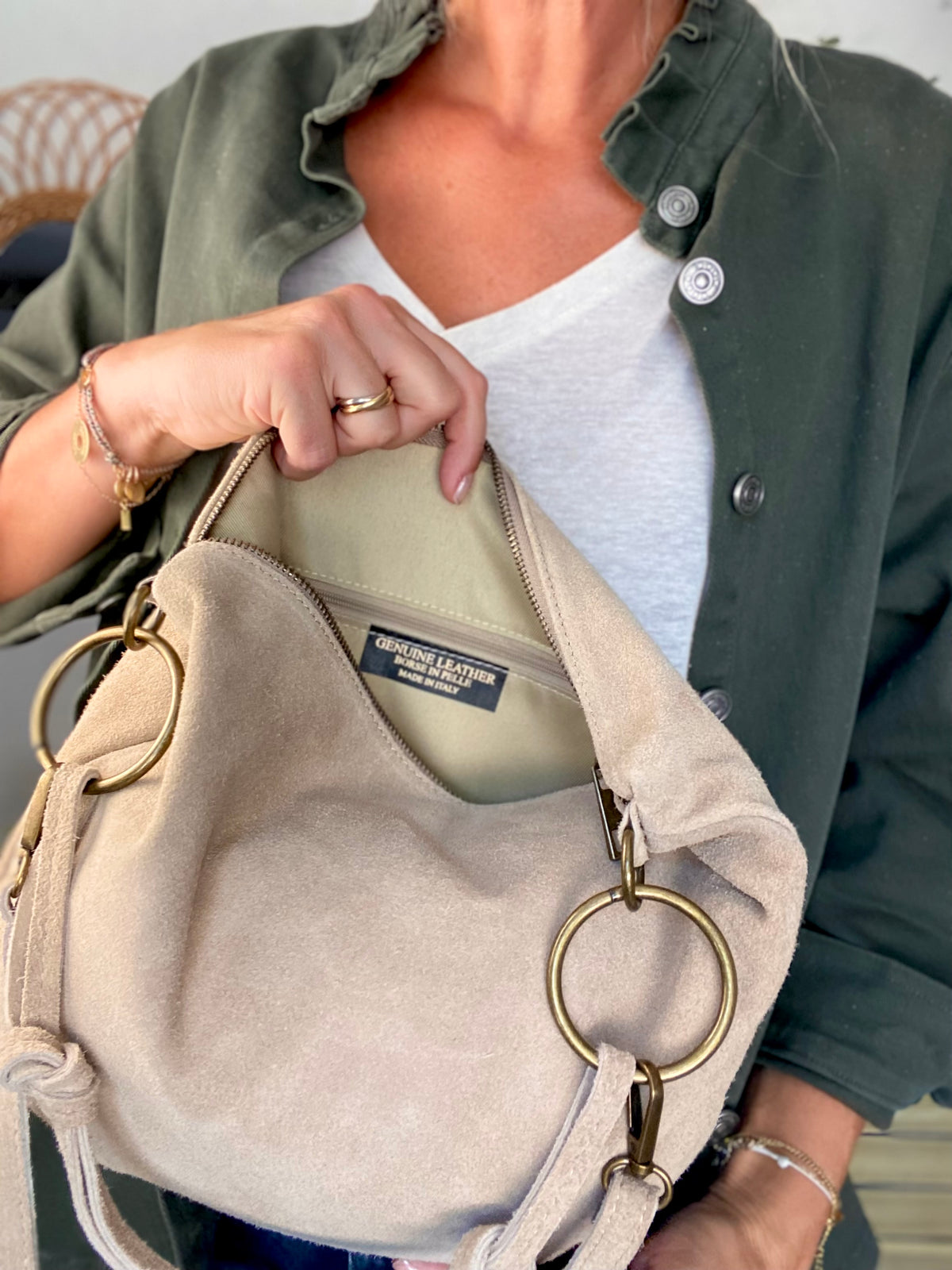 Sac en cuir daim SCOTT - Beige