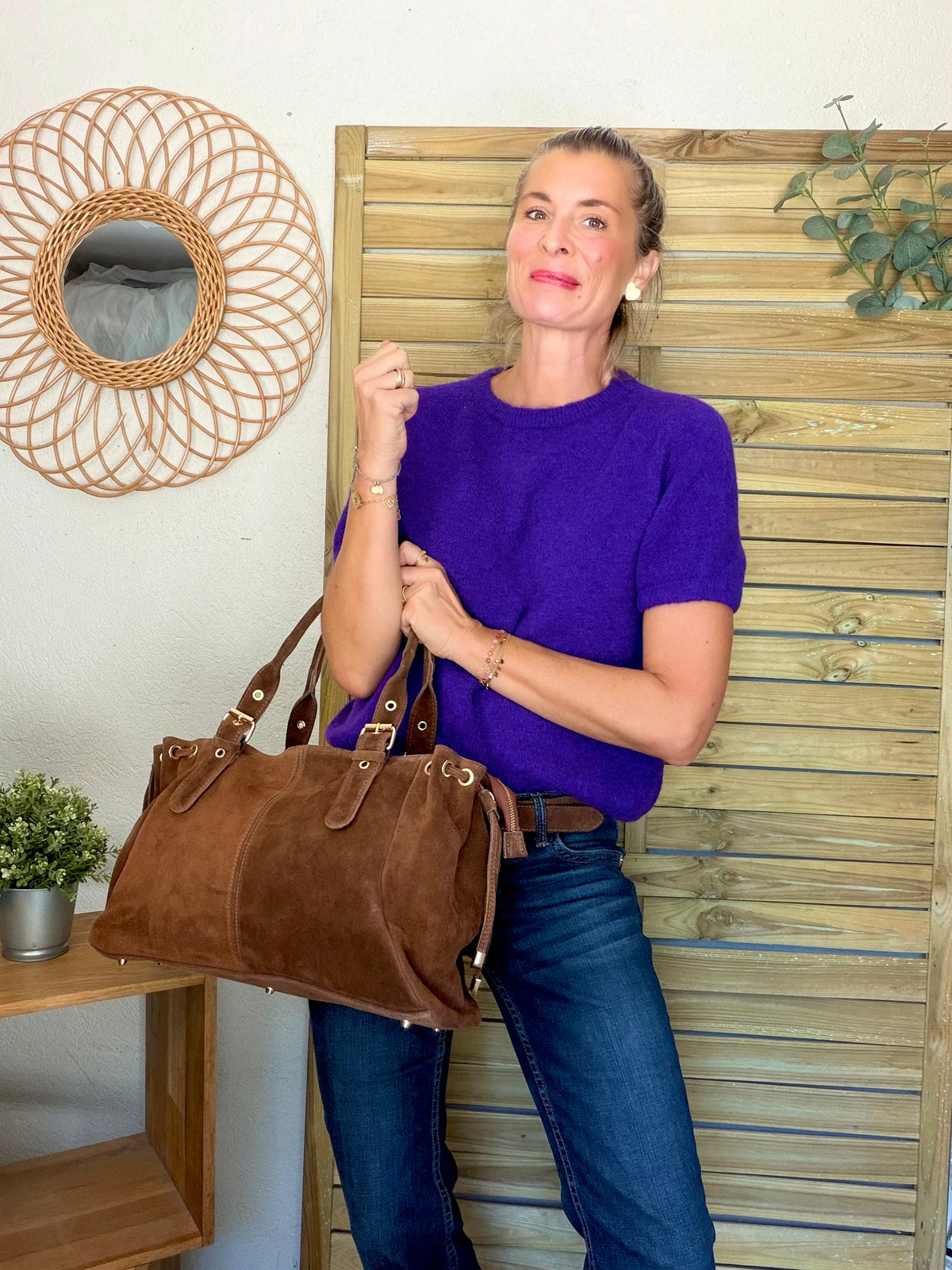 Sac cabas XL en cuir daim • JASPER Café