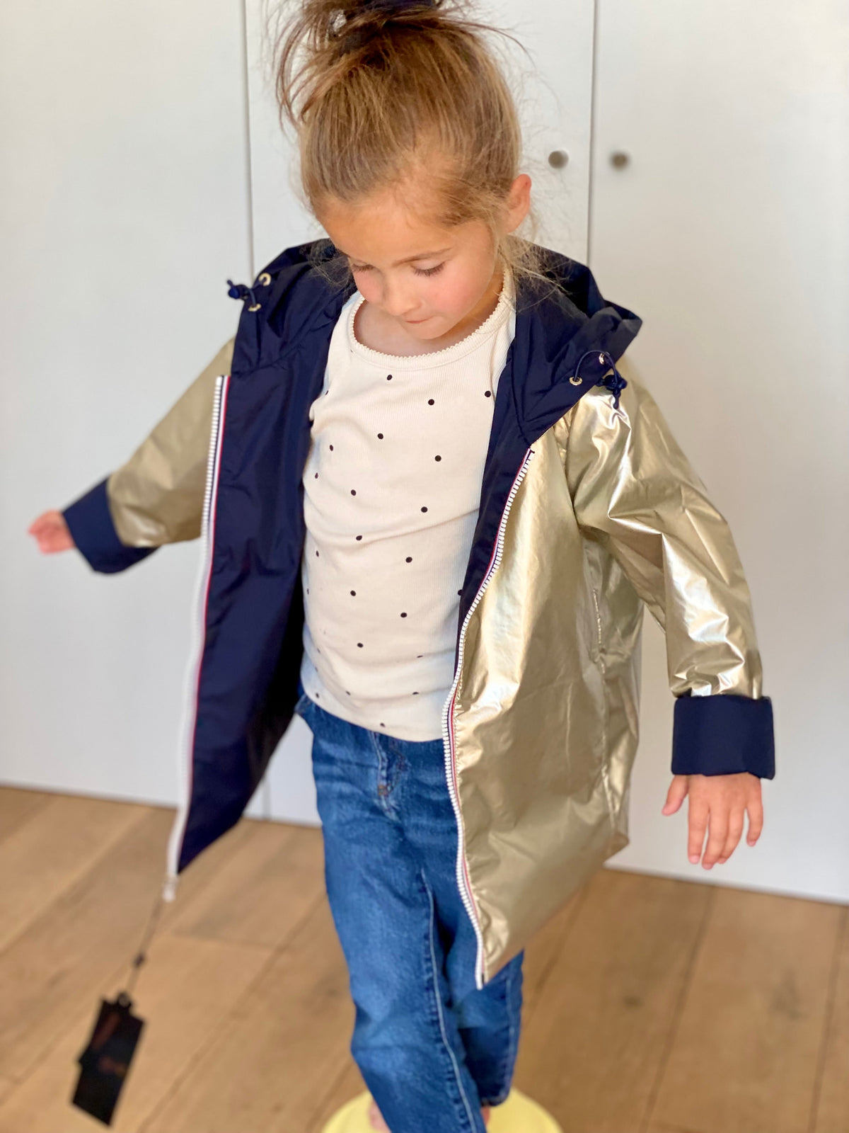 Imperméable réversible rembourré LOUISON KIDS enfant (mixte) - Bleu Marine / Doré
