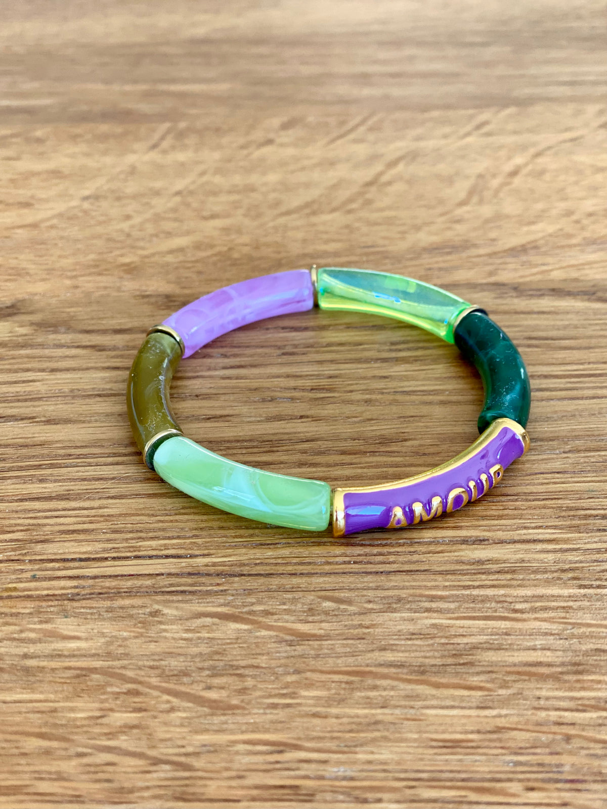 Bracelet élastique en résine multicolore Amour - ELLA (12 coloris au choix)