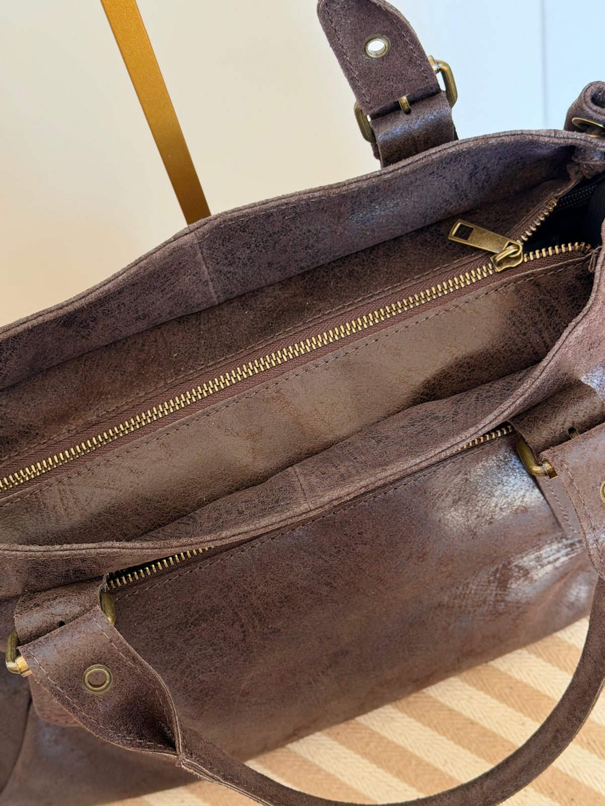 Sac cabas XL en cuir vieilli • COOPER Chocolat