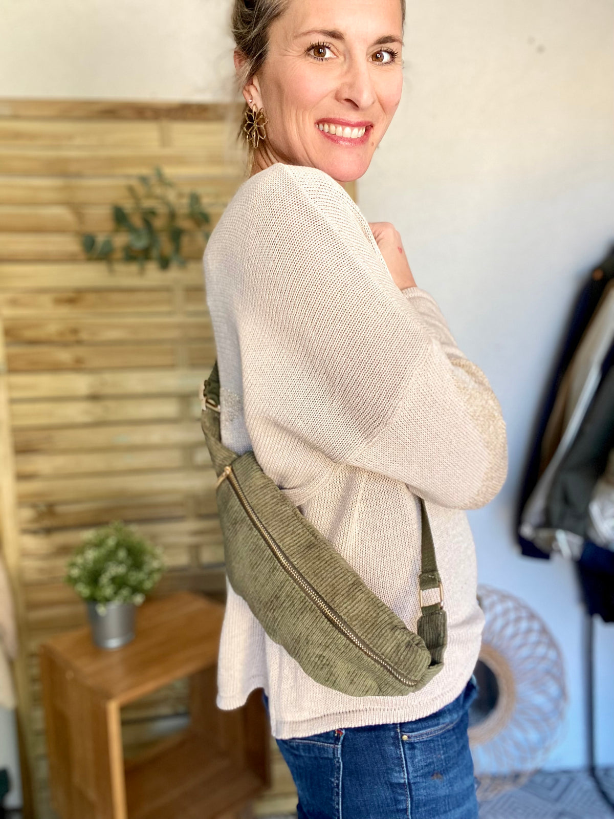 Sac banane M…ini - velours cotelé Ciao Boum - IVY - Kaki