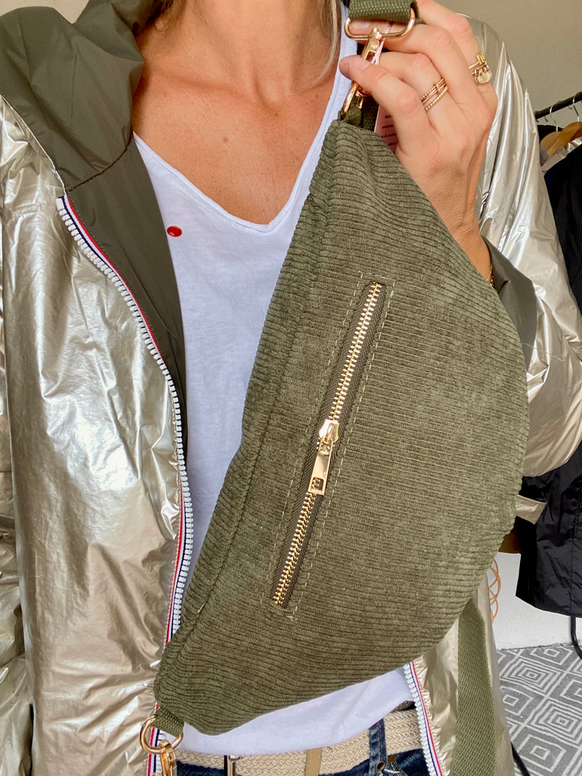 Sac banane XL velours côtelé Ciao Boum - IVY - Kaki