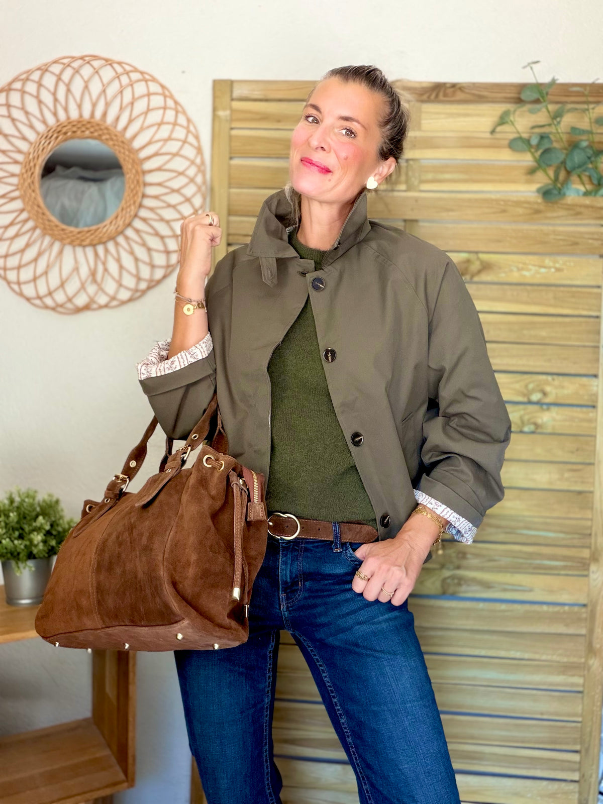 Sac cabas XL en cuir daim • JASPER Café
