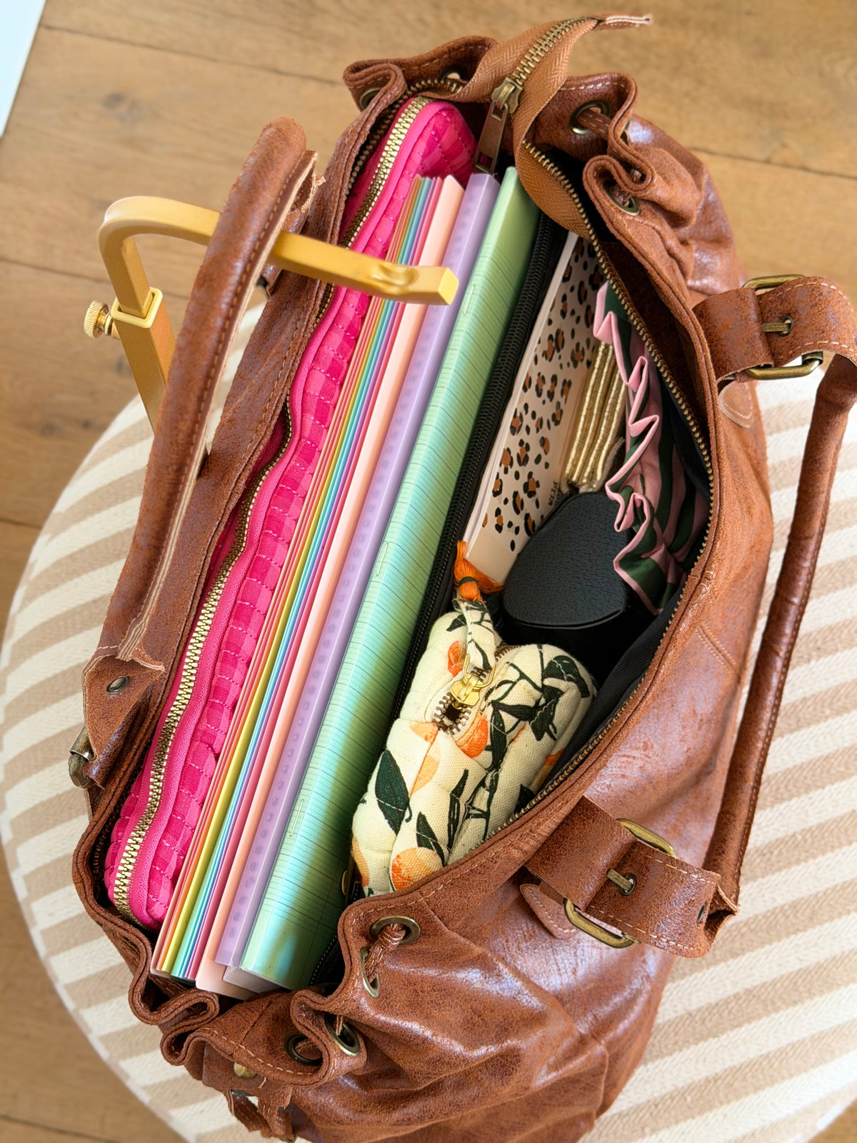 Sac cabas XL en cuir vieilli • COOPER Camel