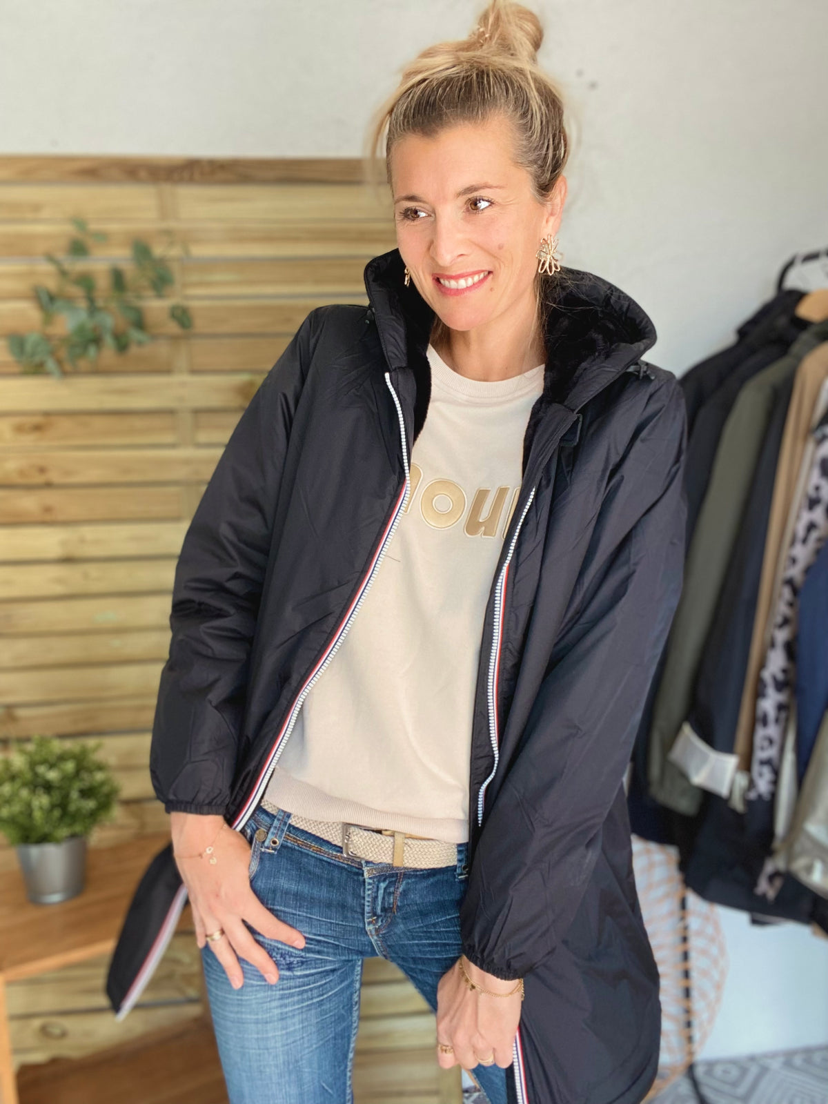 LAURA JO- Parka Imperméable LOUISE LONG fourré - Noir