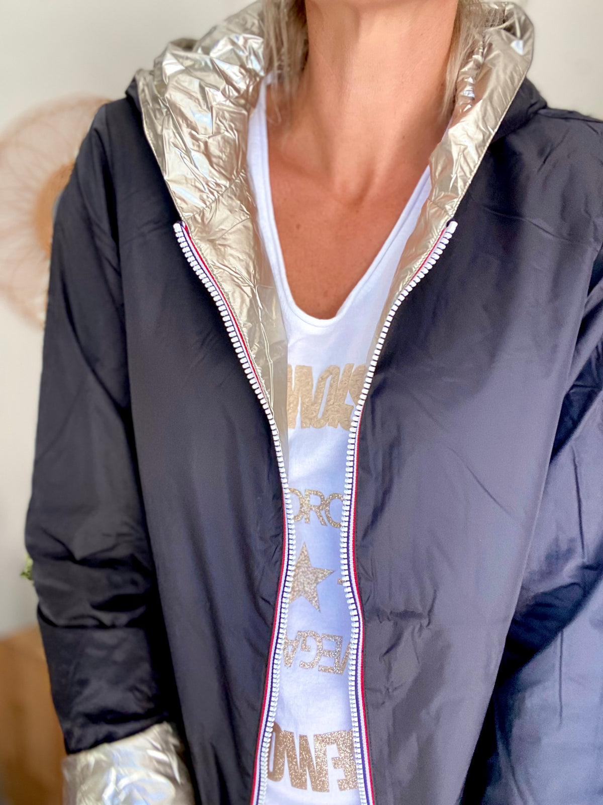 LAURA JO - Imperméable réversible rembourré LOUISON LONG - Noir/Doré