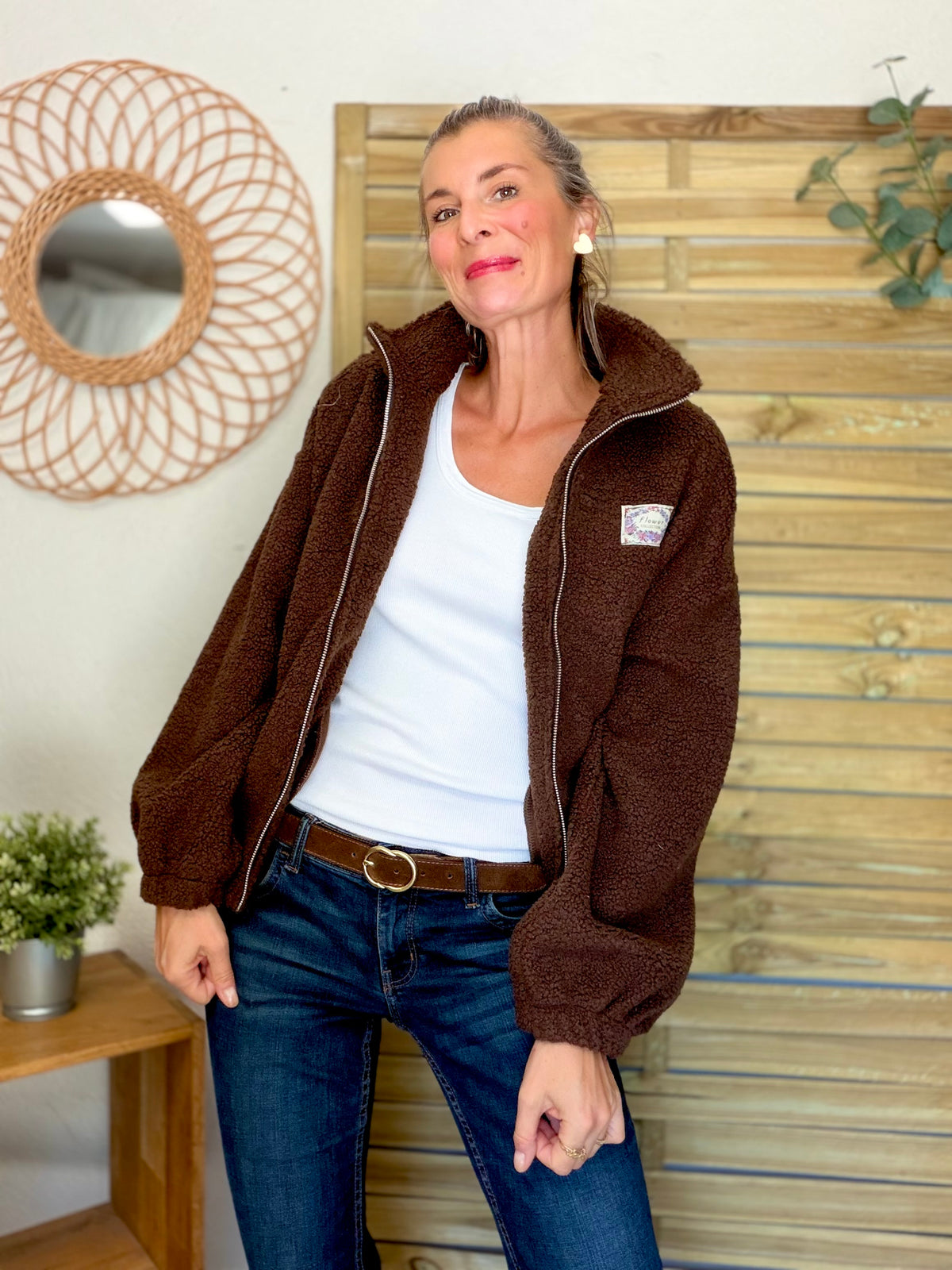 ⚡️ ARRIVAGE • Veste teddy Sherpa zippée LÉONIE Chocolat
