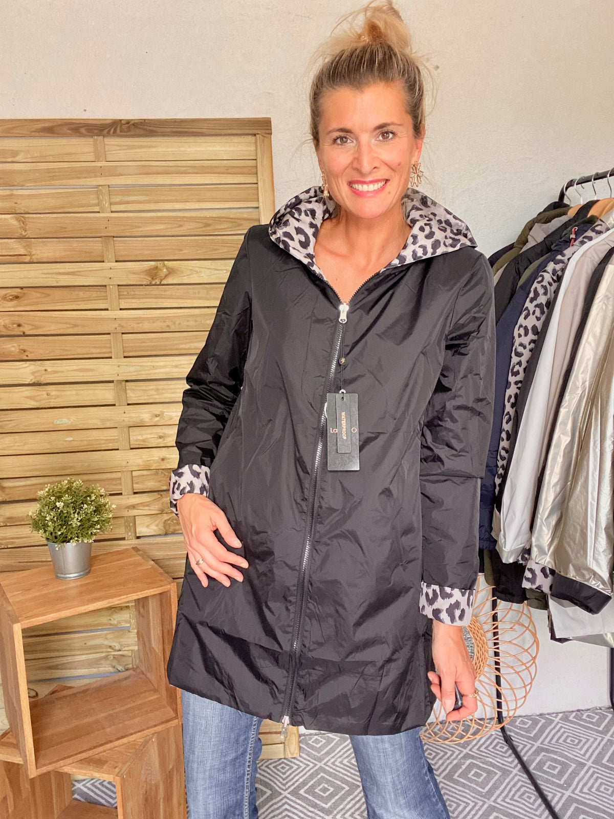 LAURA JO - Imperméable réversible rembourré LOUISON LONG - Noir / Léo