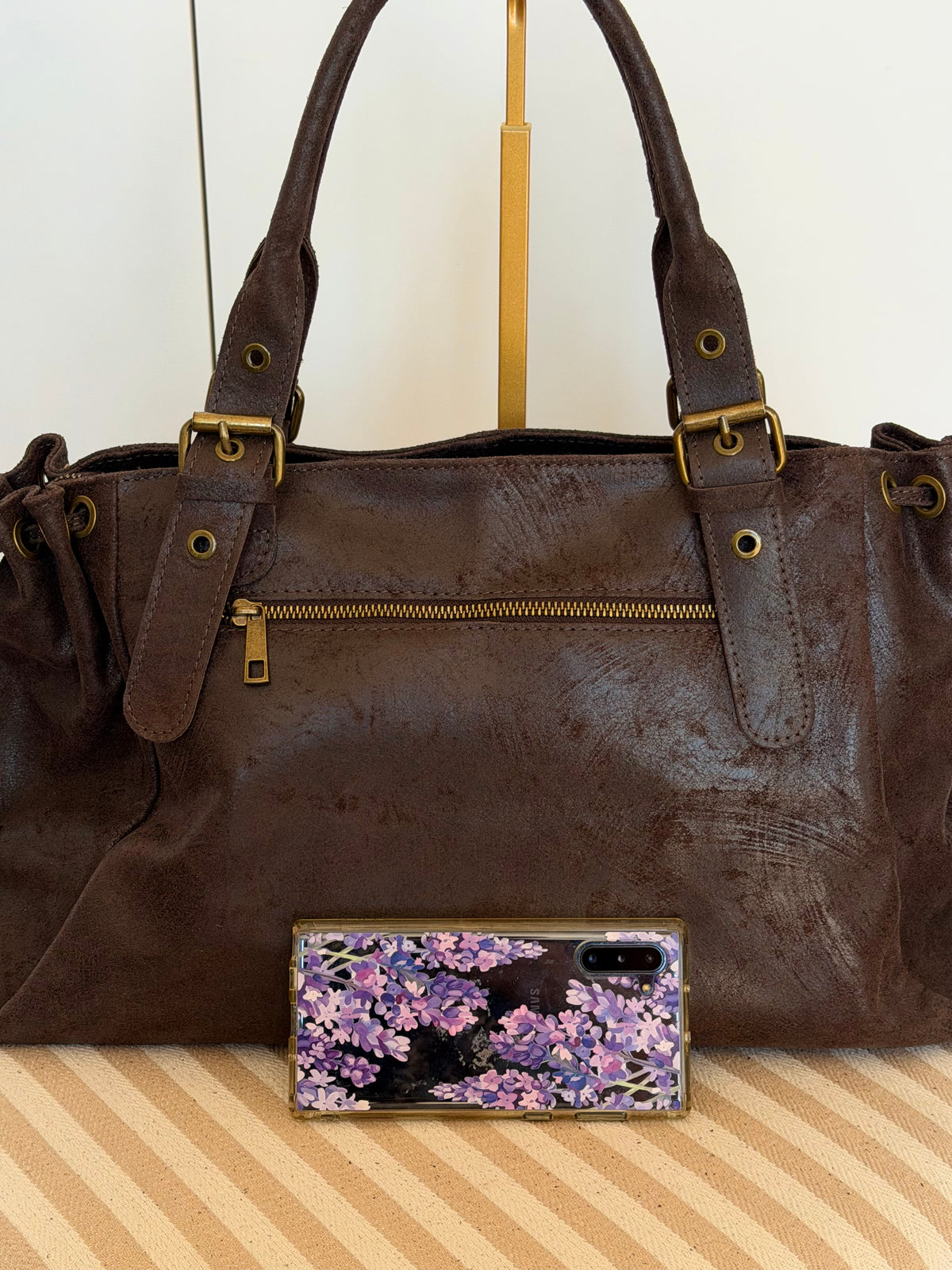Sac cabas XL en cuir vieilli • COOPER Chocolat
