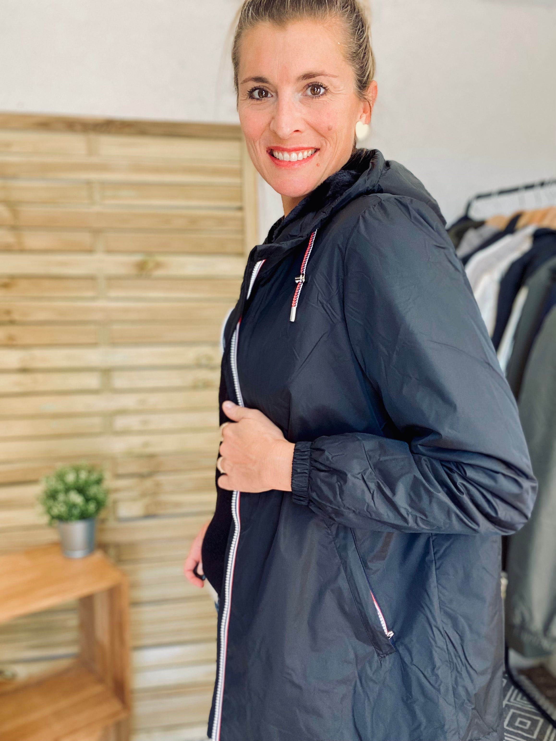 LAURA JO - Parka Imperméable THELMA MI-LONG fourré - Noir