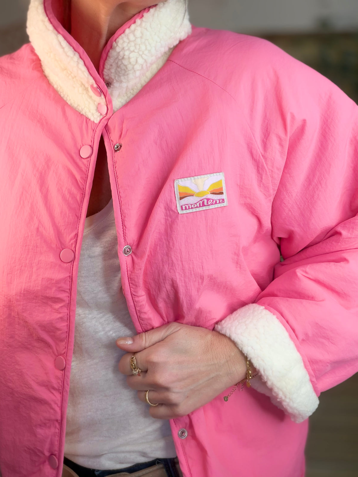 Veste matelassée réversible Sherpa AMÉLIE Rose - FIN DE SÉRIE